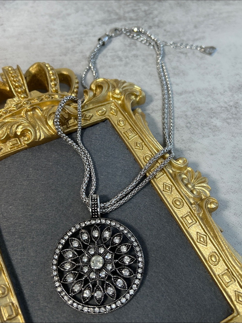 Park Lane Silver-Tone Filigree Medallion Pendant Necklace